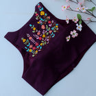Wine Halter Neck Blouse