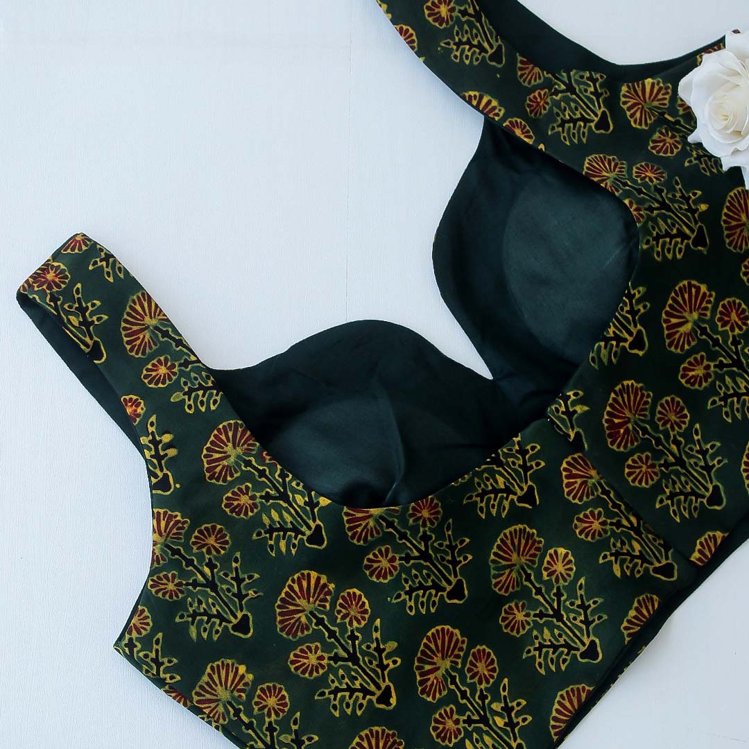 Ajrakh Green Sleeveless Blouse