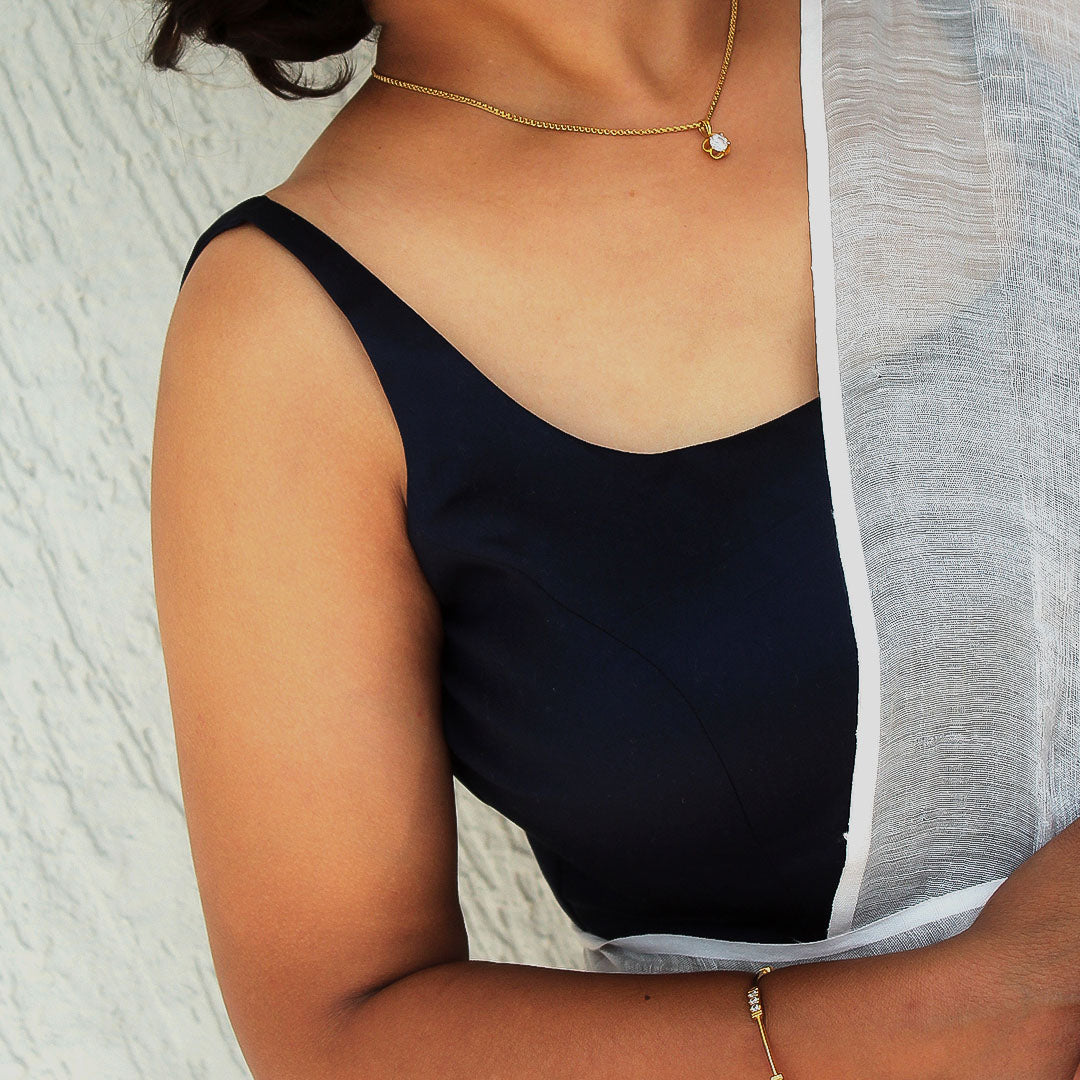 Navy Blue Achla Sleeveless Blouse