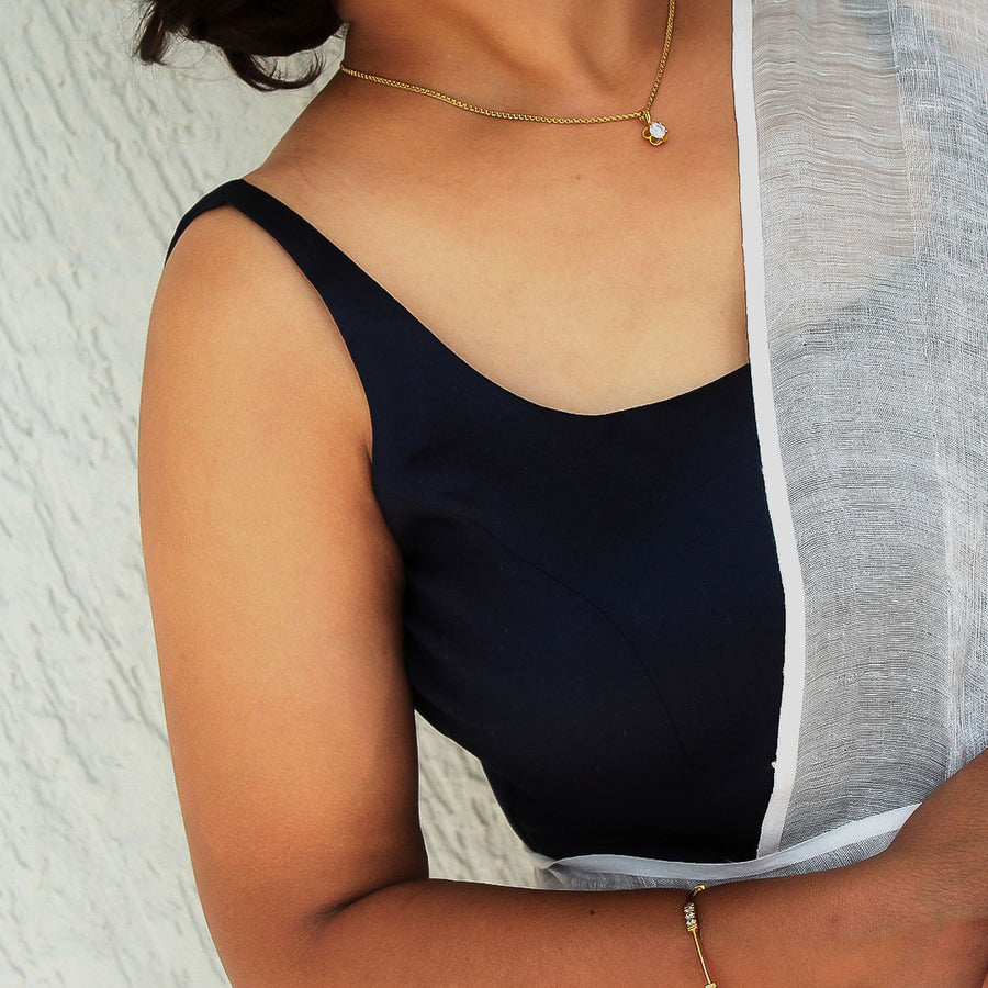 Navy Blue Achla Sleeveless Blouse