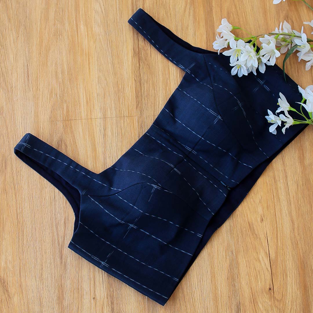 Blue Lenin Sleeveless Blouse