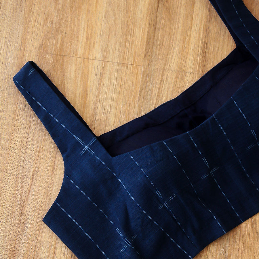 Blue Lenin Sleeveless Blouse