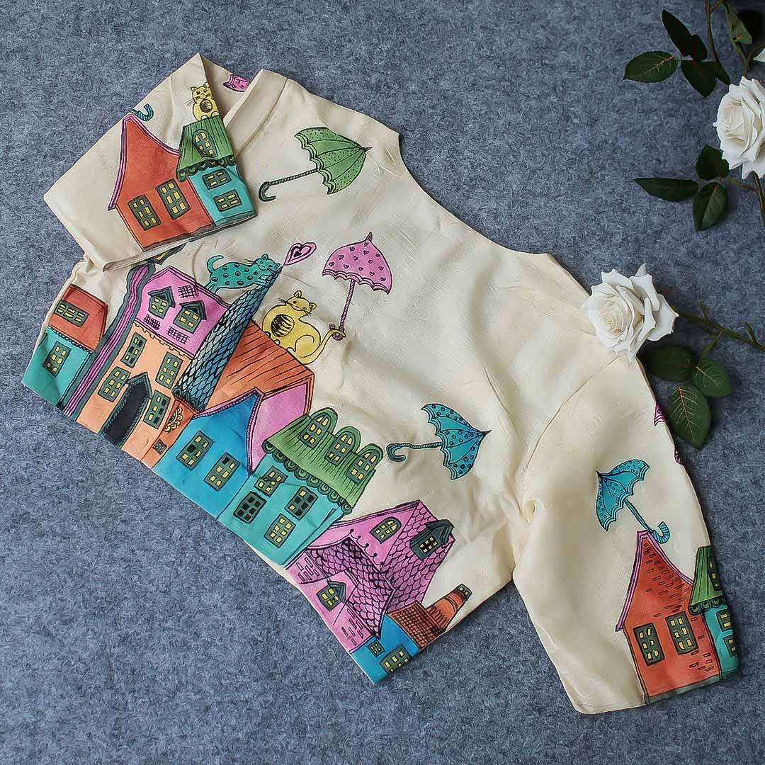 Building Hand Painted Silk Blouse
