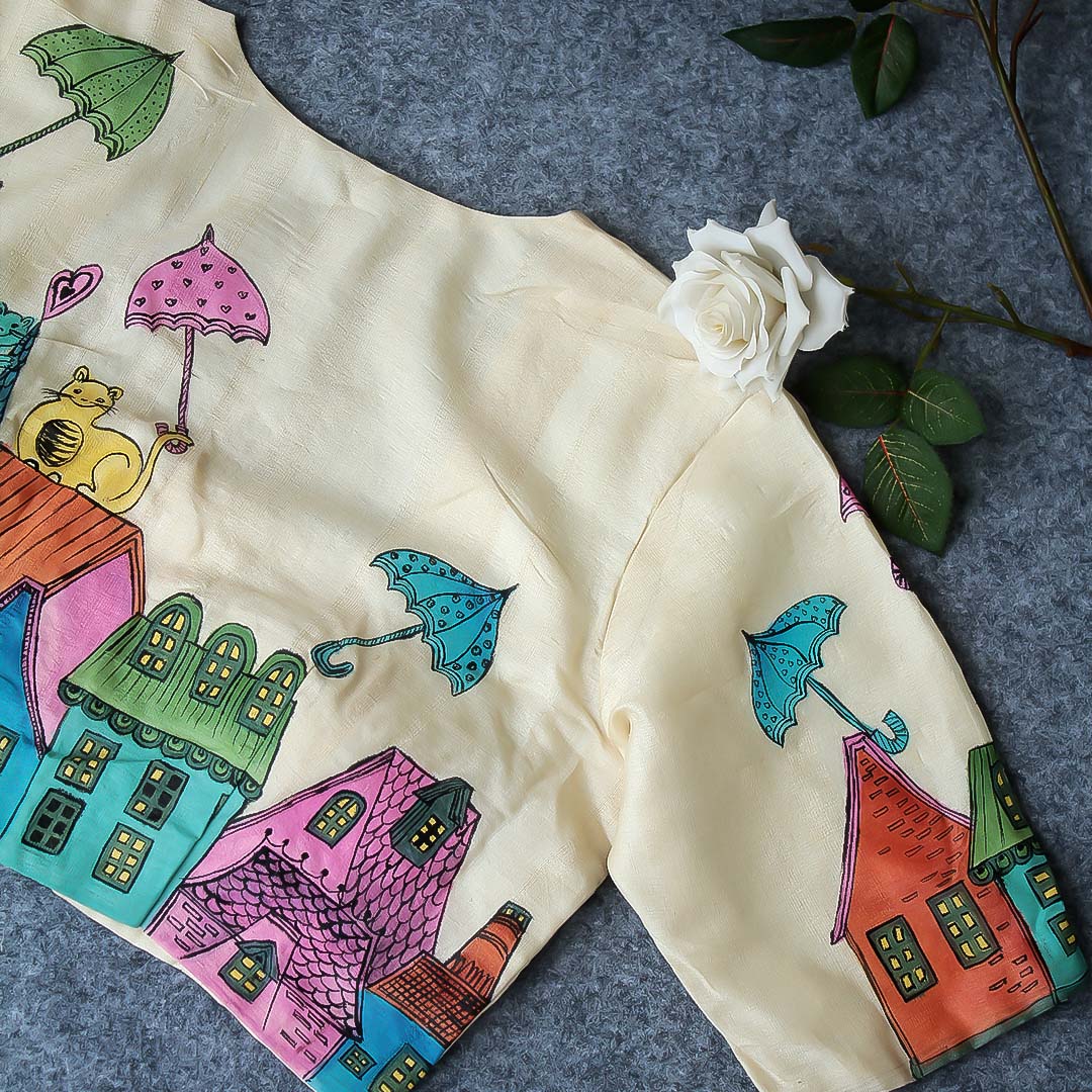 Building Hand Painted Silk Blouse