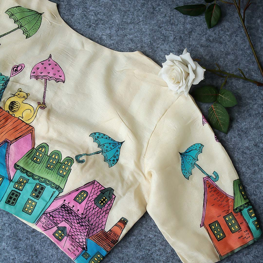 Building Hand Painted Silk Blouse