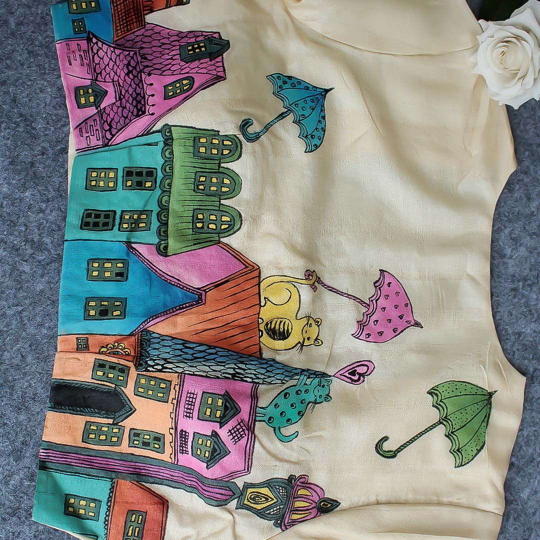 Building Hand Painted Silk Blouse
