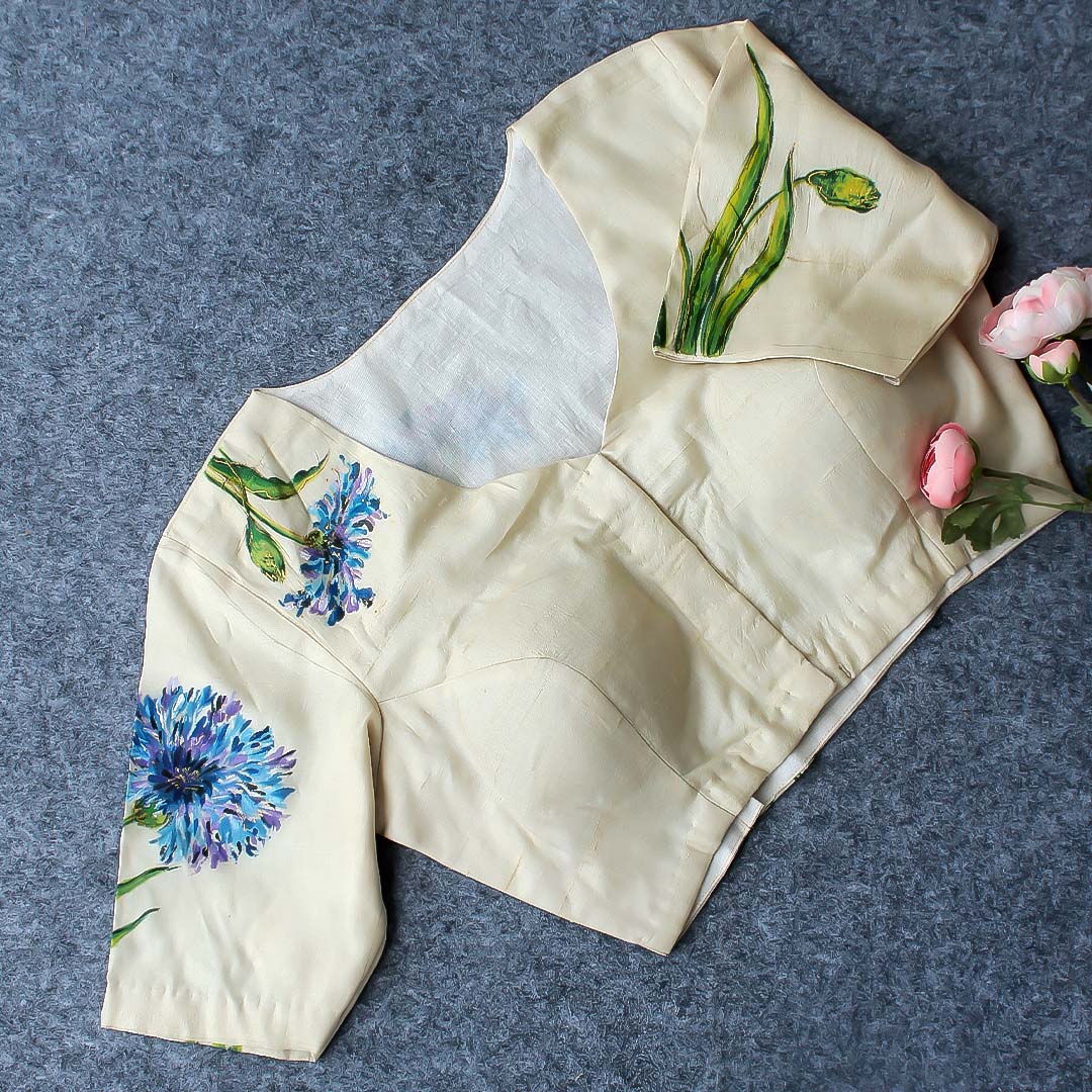 Aster Hand Painted Tusser Silk Blouse