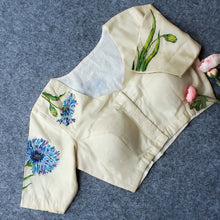 Back view of hand-painted aster blouse in beige tussar silk