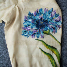 Elbow sleeve detail of hand-painted floral tussar silk blouse