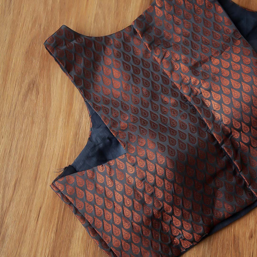 Grey Halter Brocade Blouse
