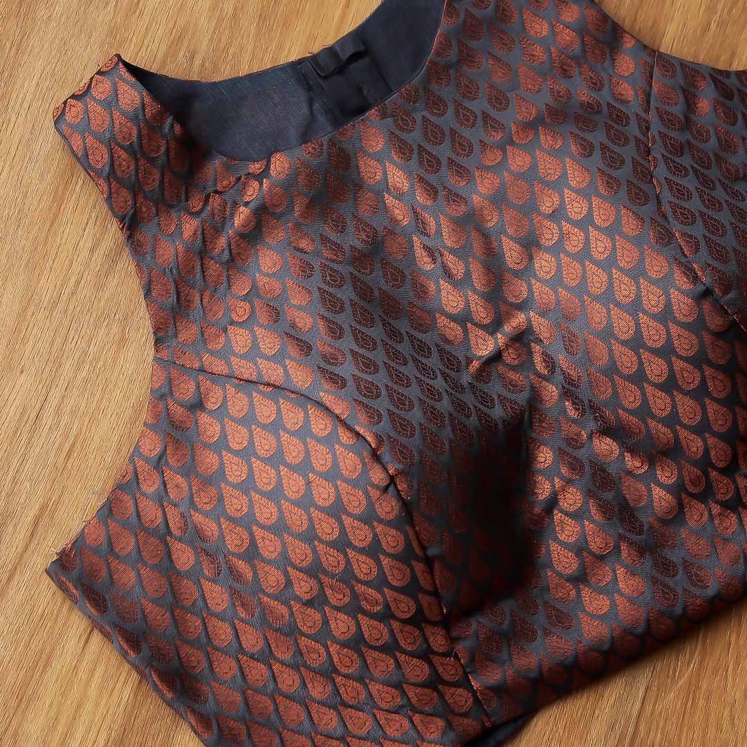 Grey Halter Brocade Blouse