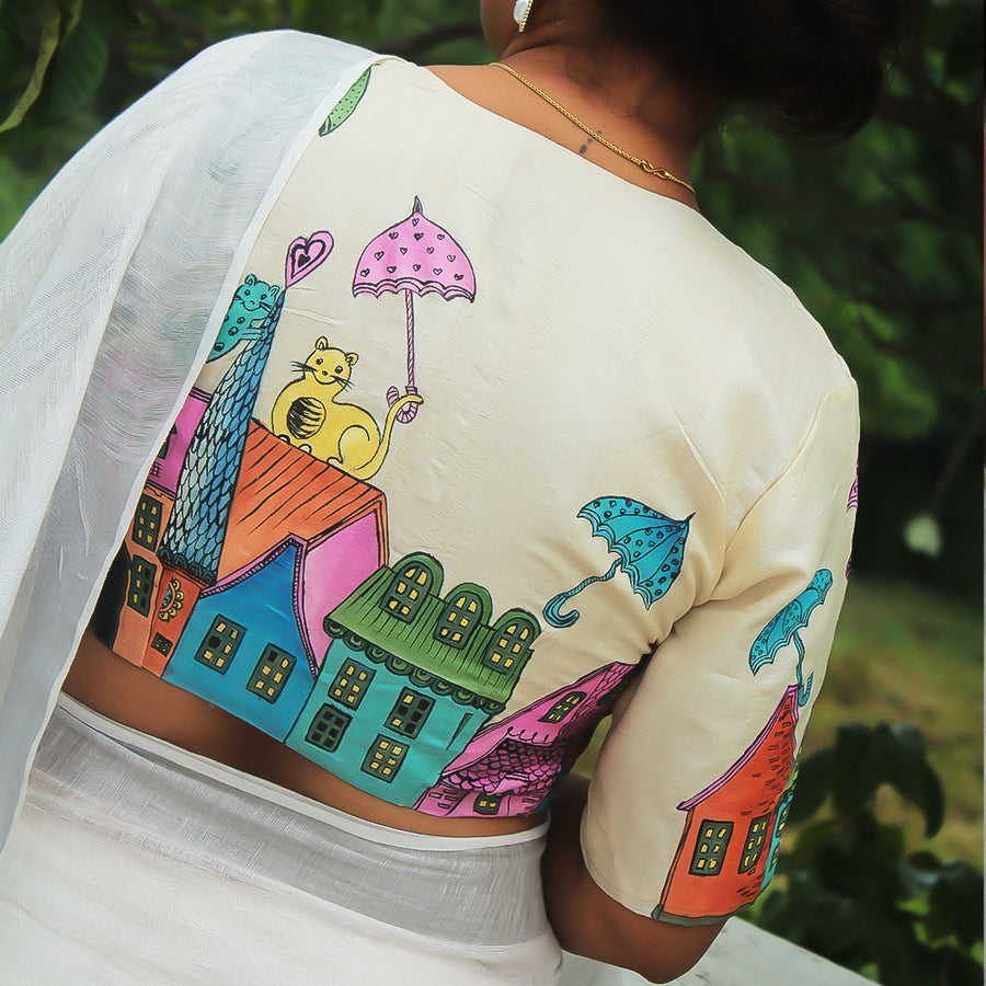 Building Hand Painted Silk Blouse