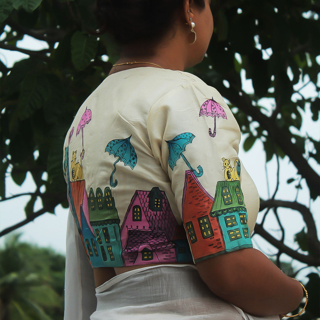 Building Hand Painted Silk Blouse