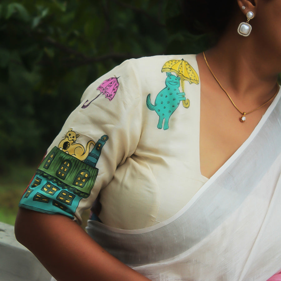 Building Hand Painted Silk Blouse