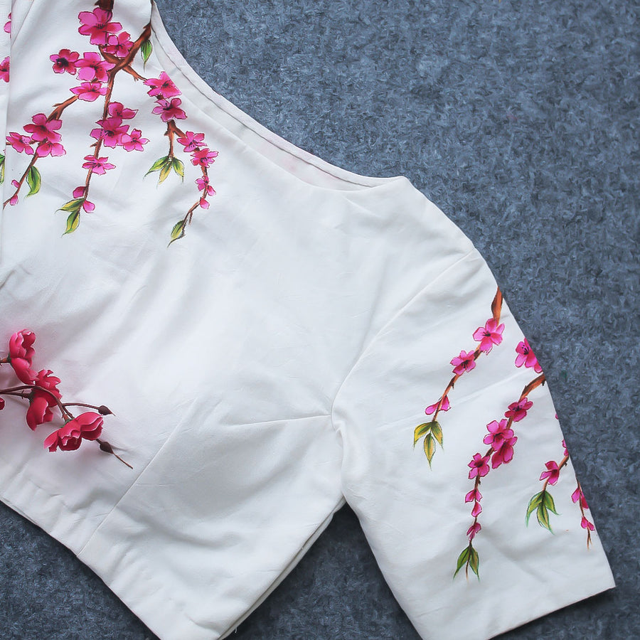 Cherry Blossom Hand Painted Blouse