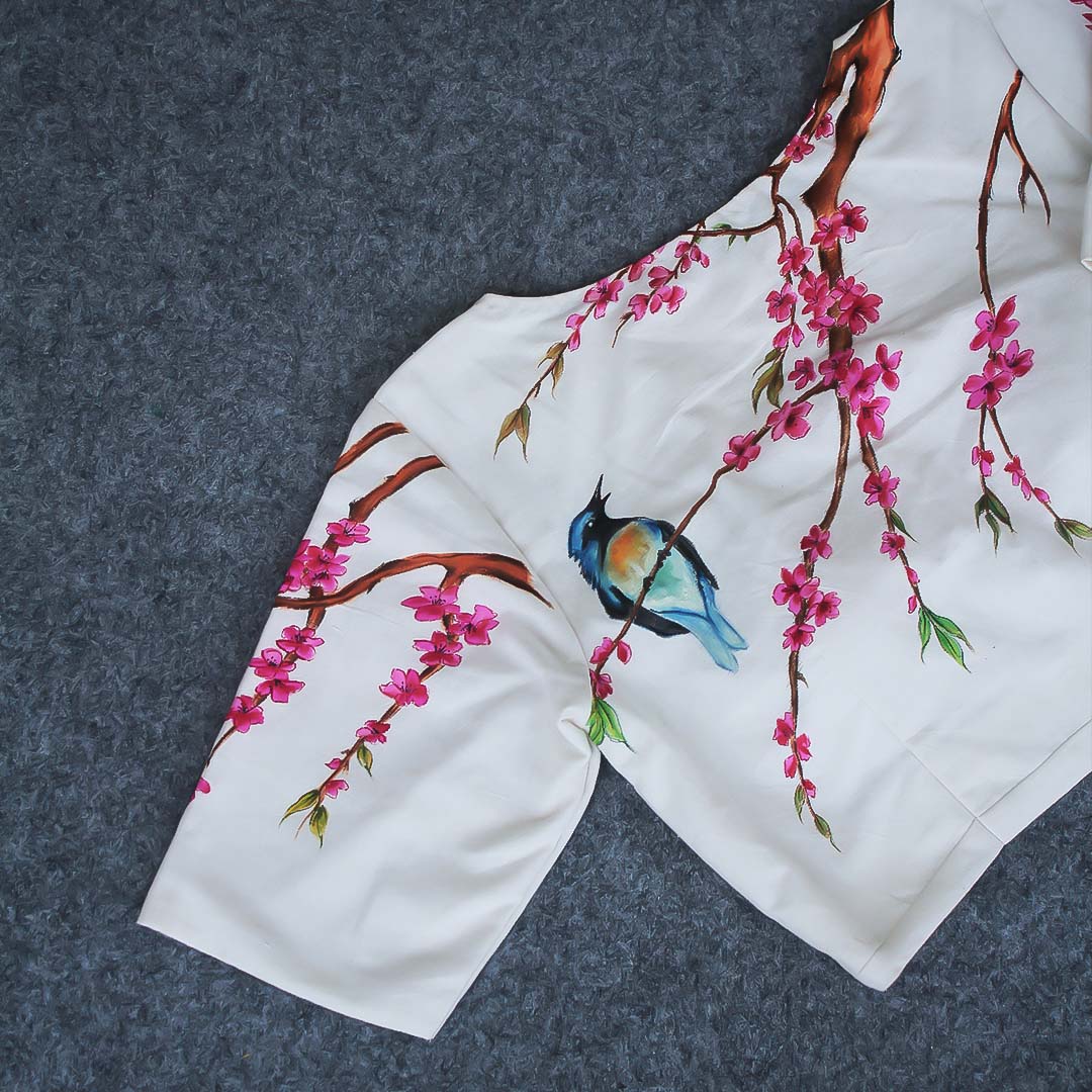 Cherry Blossom Hand Painted Blouse