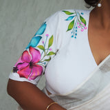 Spring Flowers Hand Painted Blouse