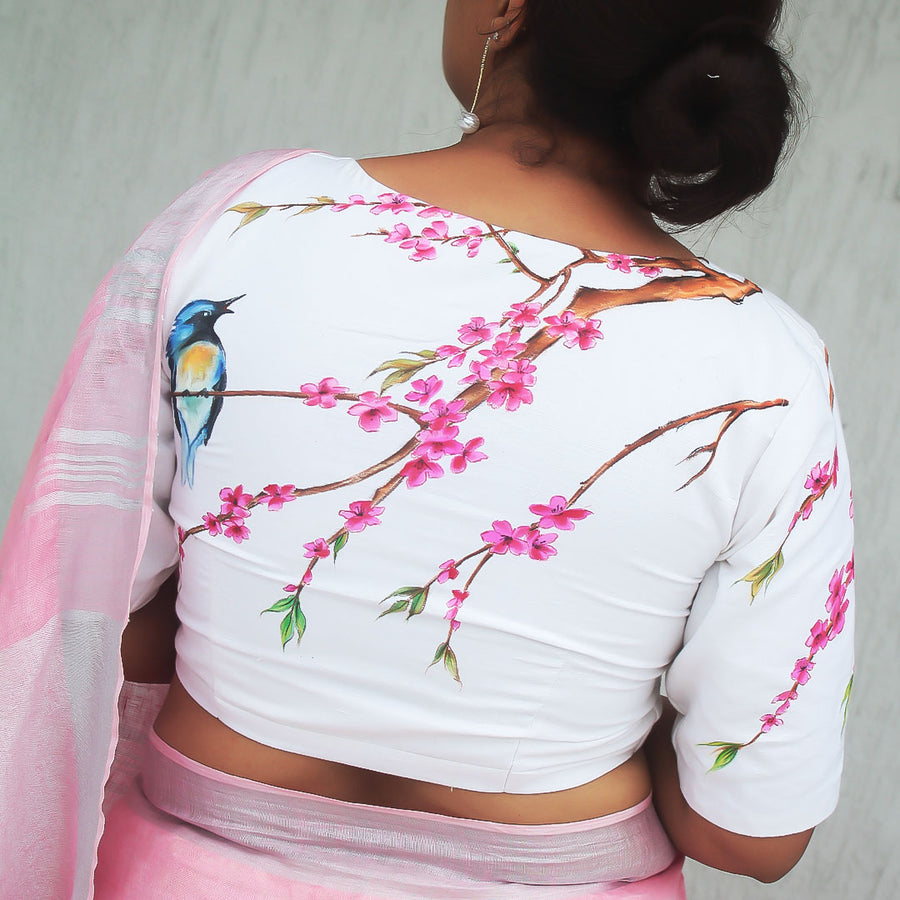 Cherry Blossom Hand Painted Blouse