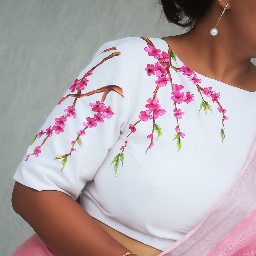 Cherry Blossom Hand Painted Blouse