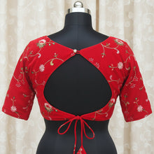 Red Velvet V-Neck  Blouse