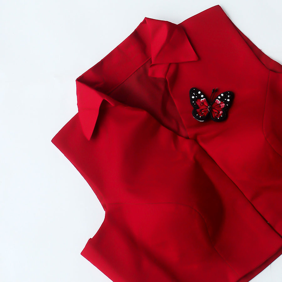 Red Shirt Collars Blouse 10