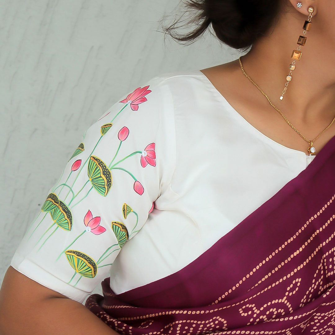 Sree NathJi White 60gm Silk Blouse