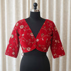 Red Velvet V-Neck  Blouse