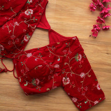 Red Velvet V-Neck  Blouse