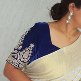 R.Blue Velvet U-Neck blouse
