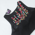 Halter Neck Embroidery Black Blouse