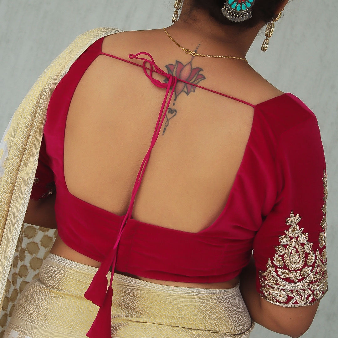 Red Velvet Square-Neck blouse