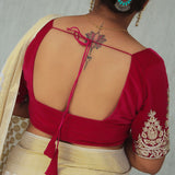 Red Velvet Square-Neck blouse
