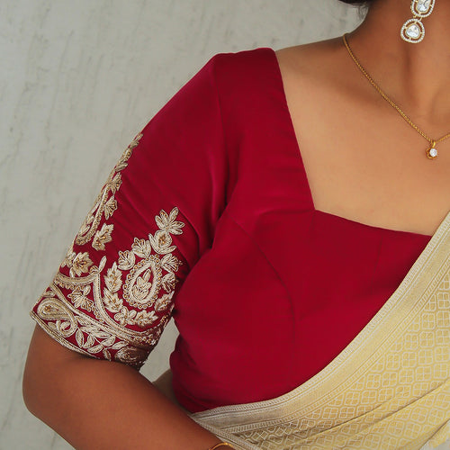 Red Velvet Square-Neck blouse