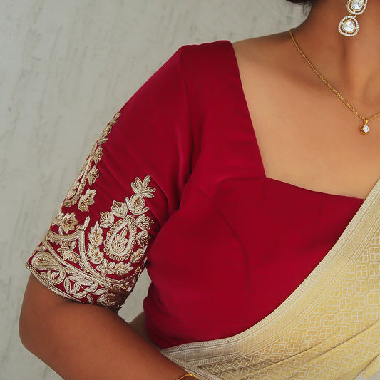 Red Velvet Square-Neck blouse