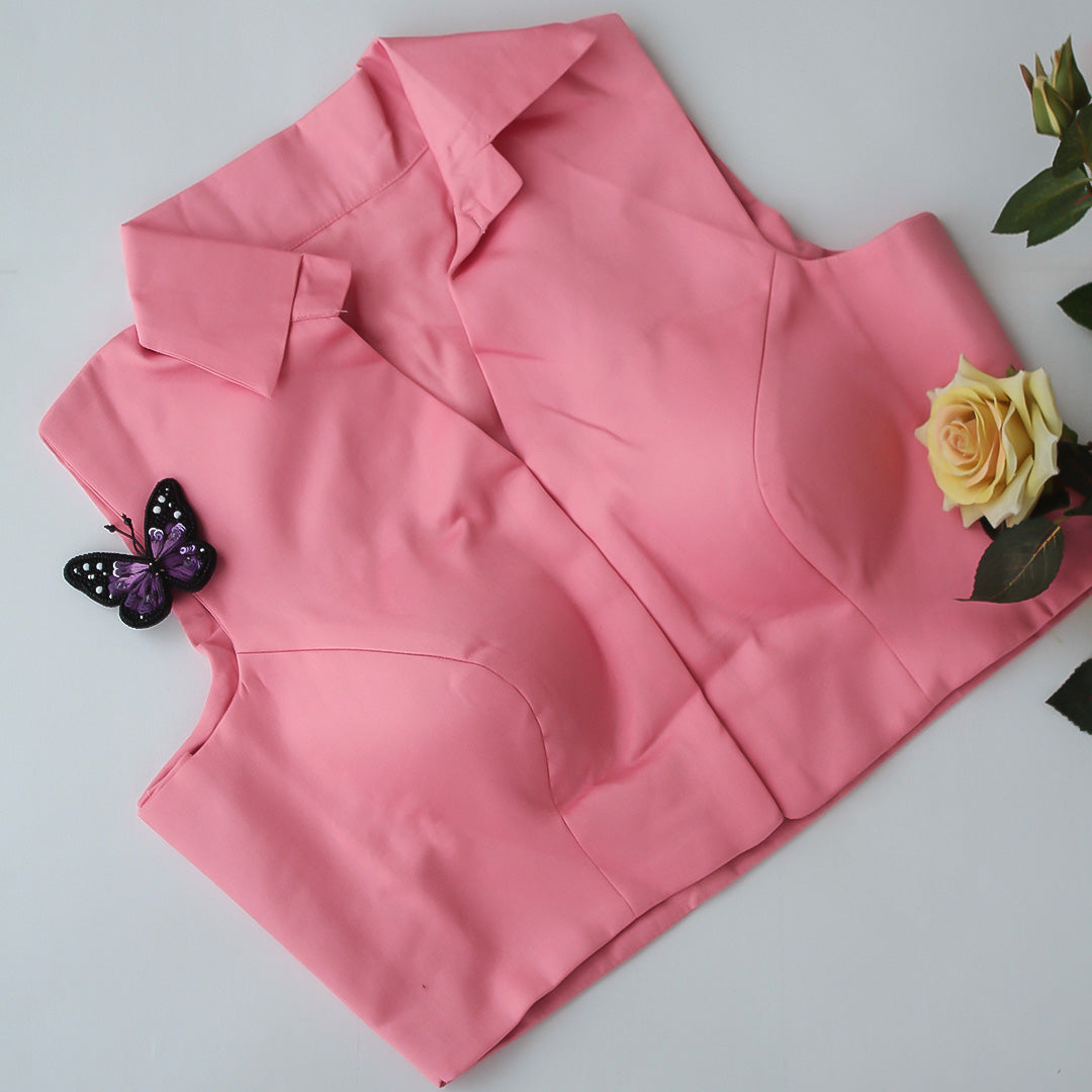 Pink Shirt Collar Blouse