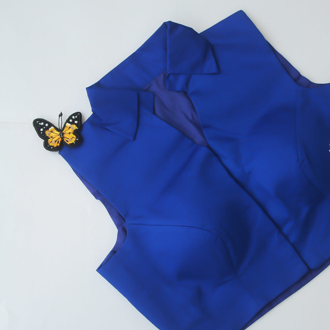 Royal.B Shirt Collar Sleeveless Blouse