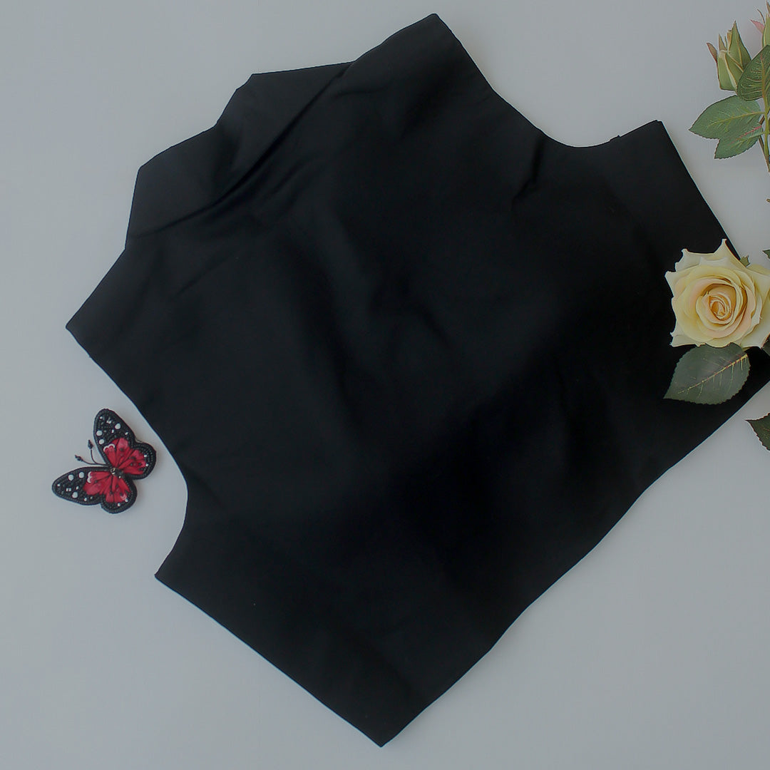 Black Shirt Collar Sleeveless Blouse