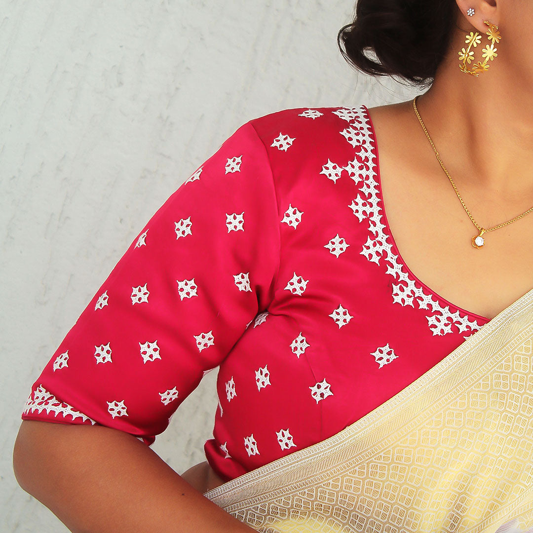 Red Kutch Work  Blouse