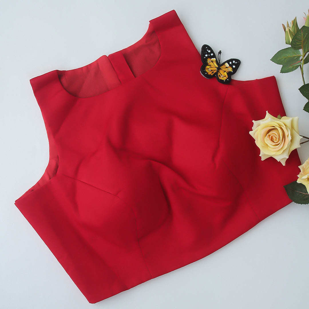 Red High Neck Blouse