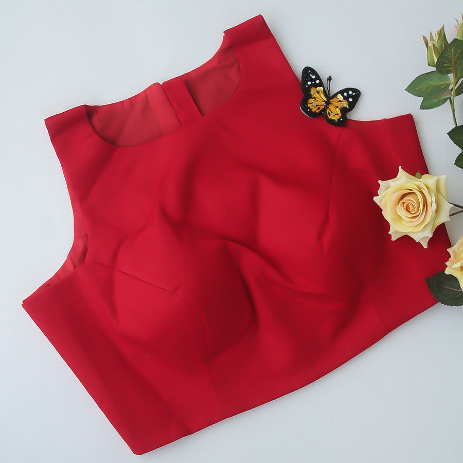 Red High Neck Blouse