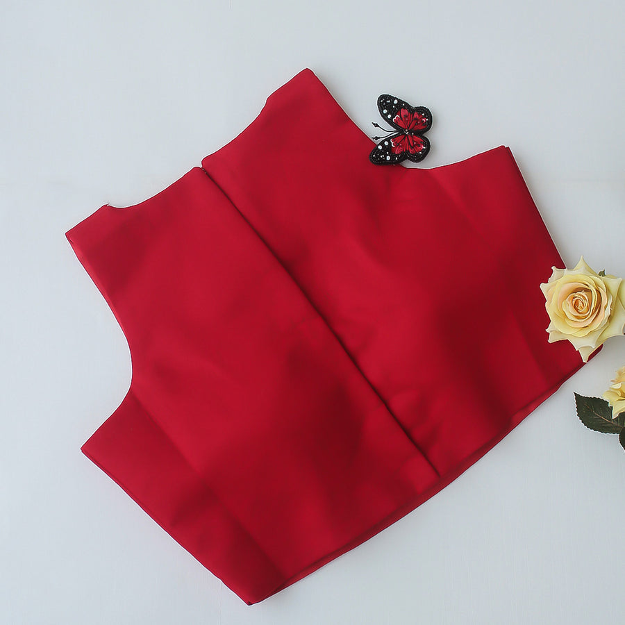 Red High Neck Blouse