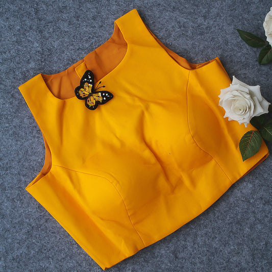 Kamal yellow High Neck Blouse
