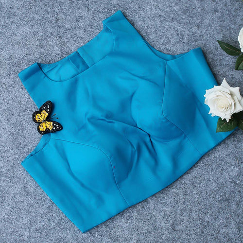 Sky Blue High Neck Blouse