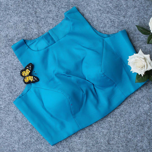 Sky Blue High Neck Blouse