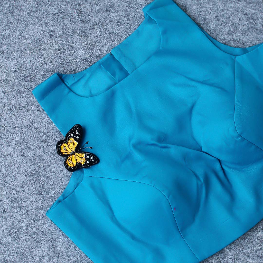 Sky Blue High Neck Blouse