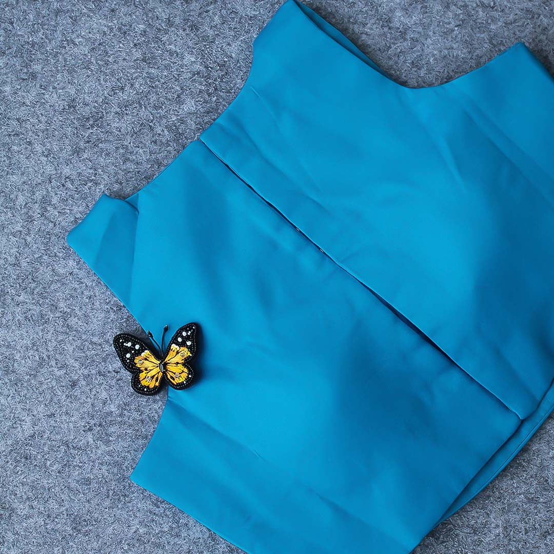 Sky Blue High Neck Blouse