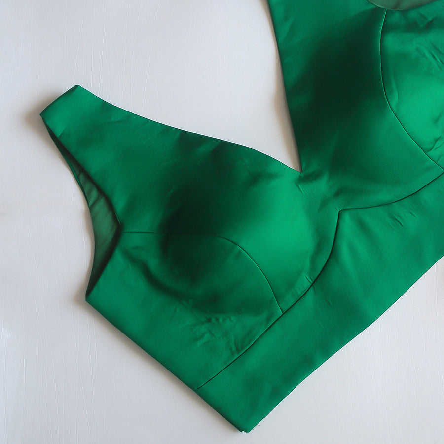 V-Neck Green Sleeveless Blouse