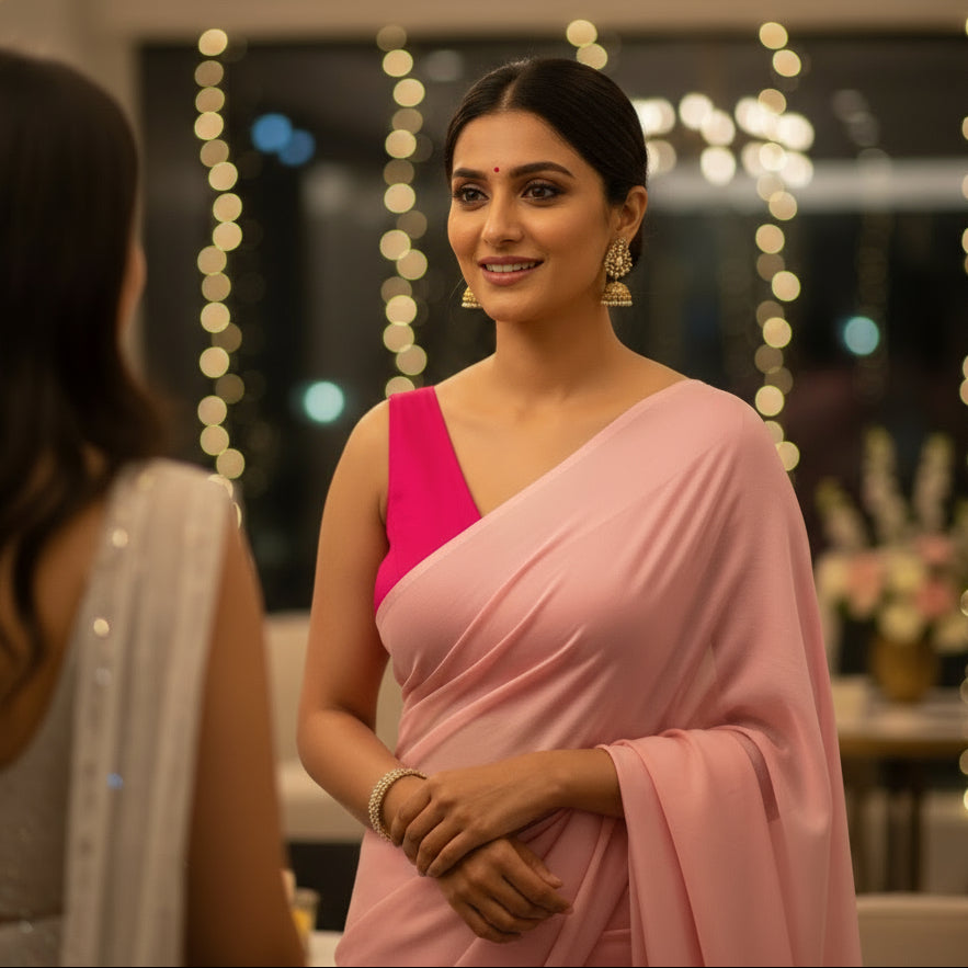 Rani Pink V-Neck Blouse