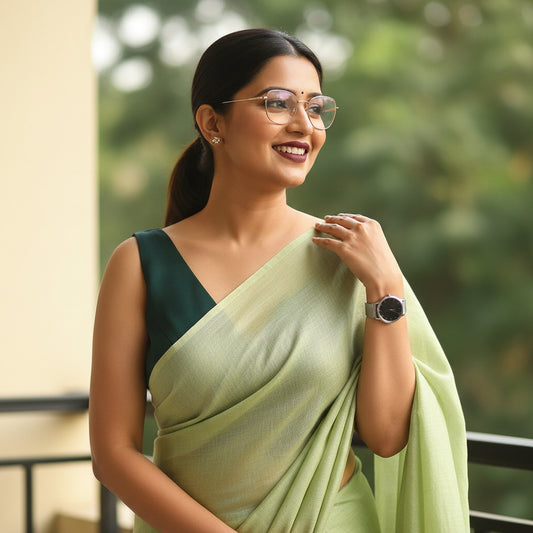 Bottle Green V-Neck Sleeveless Blouse