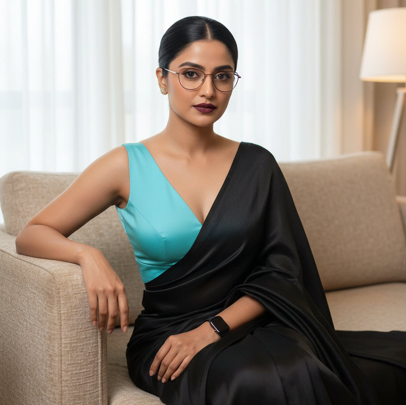 Sky Blue V-Neck Blouse